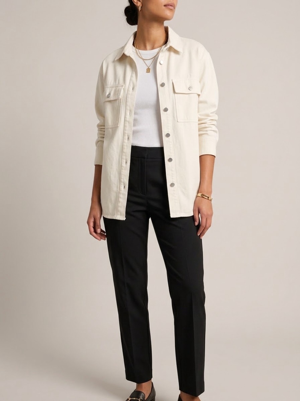 Parke Cream Utility Jean Jacket with Chest Pockets NWT size S Men’s/ M-L women’s